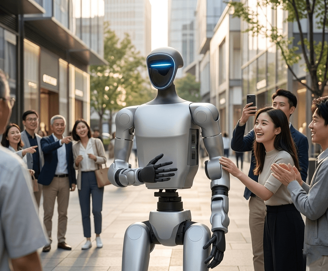 Robot in interactie met voorbijgangers
